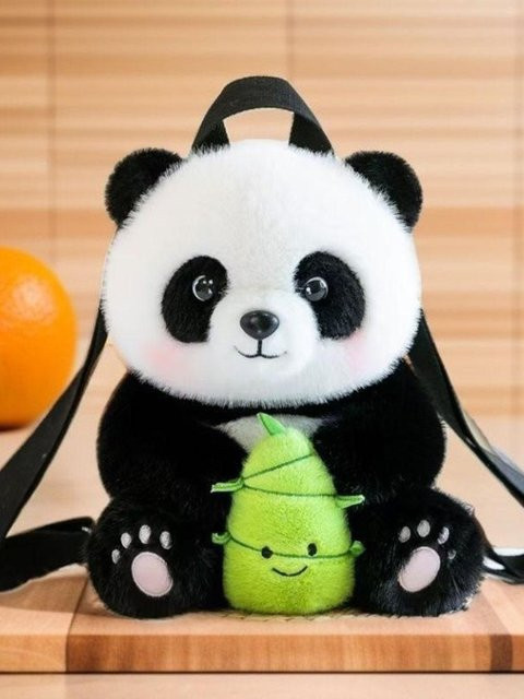 Binchi Fitness Panda-Plüschrucksack, mit Honigtopf und Bambus, 30cm, weiß - Bild 1