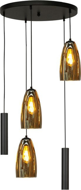 Masterlight Quinto 3/2 Pendelleuchte 5-flammig rund in Rauch Fumé mit Glaselementen - Bild 1