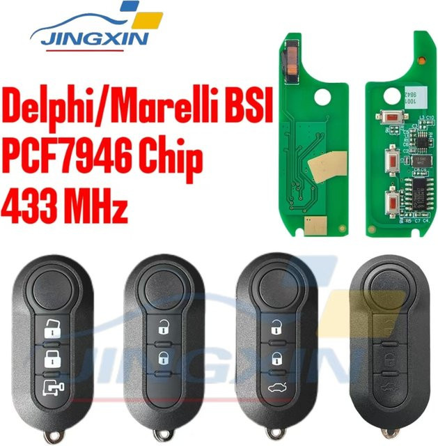 Jingxin Auto-Fernschlüssel für Fiat 500L Ducato Citroen Jumper Peugeot Boxer 2008–2015 Marelli BSI FCC RX2TRF198 PCF7946 433 MHz in Schwarz und Weiß - Bild 1