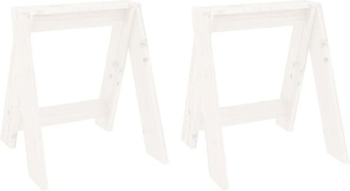 Vidaxl Barhocker Set aus Massivholz Kiefer in Weiß, 2 Stück, B/T/H: 40 x 40 x 45 cm - Bild 1