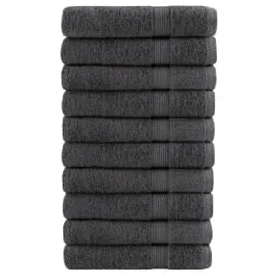 vidaXL Premium-Handtuch-Set aus Baumwolle, 10 Stück, Anthrazit, B: 100 cm, L: 200 cm, 600 g/m2 - Bild 2