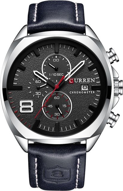 CURREN Armbanduhr, Chronograph, Quarz, Edelstahl, Schwarz, Herren - Bild 1