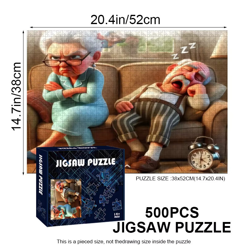 AZNM Puzzle mit schlafendem Opa und wütende Oma, ab 14 Jahre - Bild 2