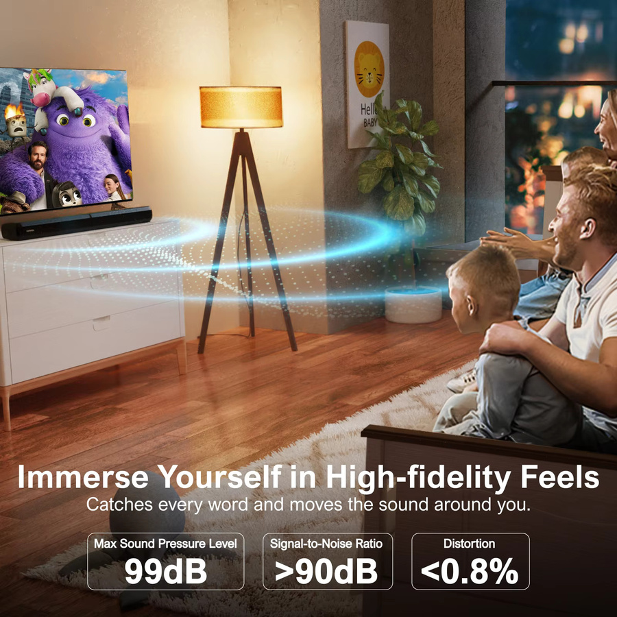 ULTIMEA Apollo S40 2,2-Kanal-Soundbar in Schwarz mit 100 W Leistung, Bluetooth 5.3 und einstellbarem Bass - Bild 3