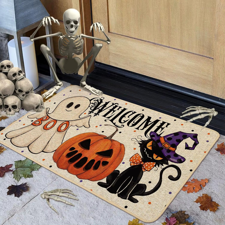 VIKAMA Halloween-Fußmatte mit Geister-Kürbis-Muster, schmutzabweisender Teppich für Eingangsbereich und Flur, B/T: 60 x 40 cm - Bild 2