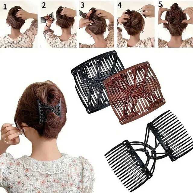 2-teilige elastische Doppelkamm-Haarspangen, Damen, für lockiges Haar - Bild 1