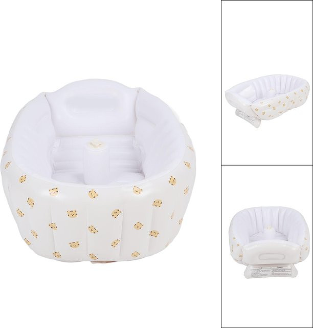 Aufblasbare Babywanne von ZuiyouSports1 für Neugeborene und Kleinkinder, faltbar und tragbar, weiß, mit integrierter Pumpe und rutschfester Oberfläche aus PVC - Bild 1