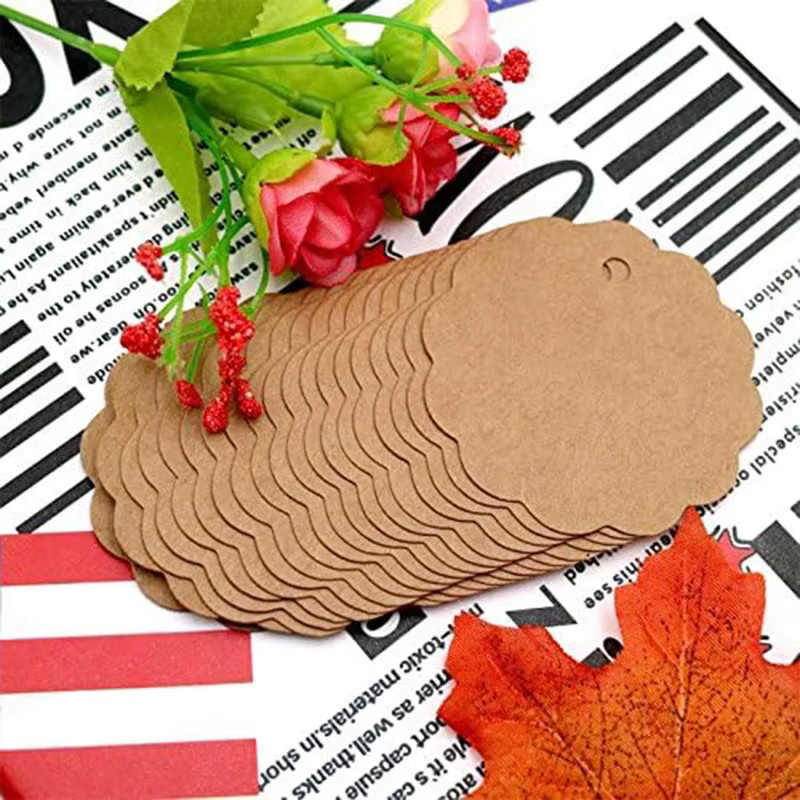 TMZ Geschenkanhänger aus Kraftpapier in Braun, Runde Bastel-Etiketten und Preisschilder für Hochzeit und Weihnachten, 100 Stück - Bild 5