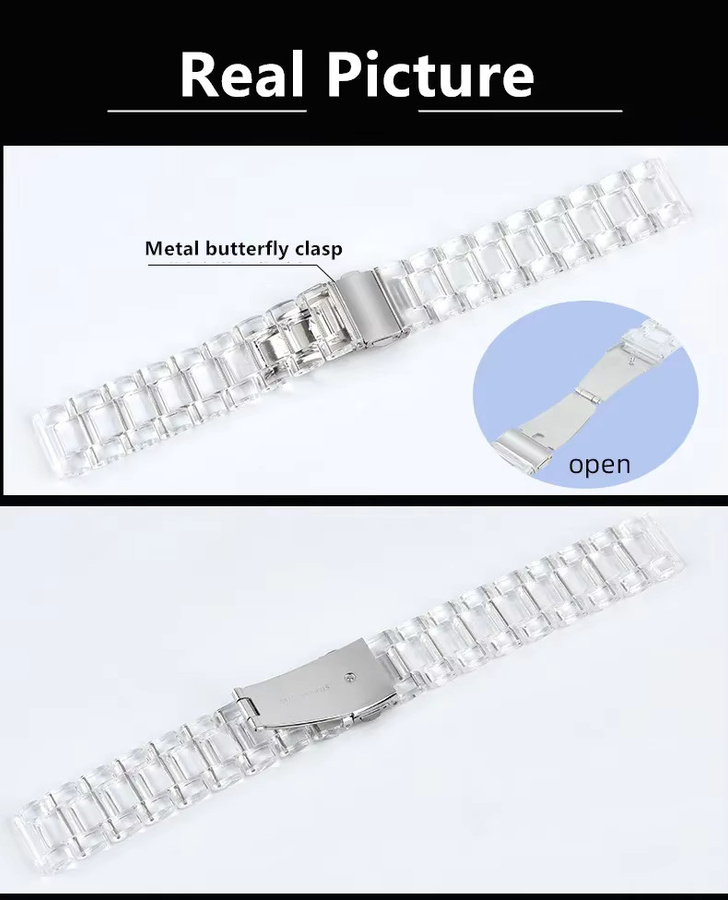 TINUORA Uhrenarmband Acryl, transparent, Weiß, Unisex - Bild 5