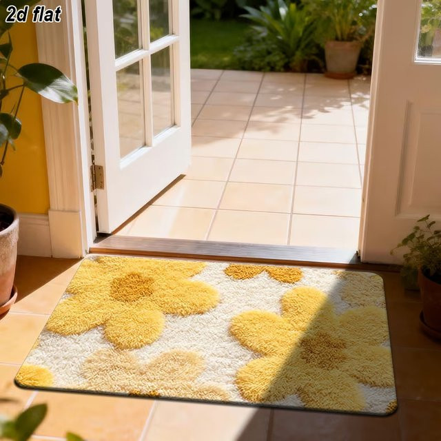 VIKAMA Küchenteppich mit floralem Blumendruck, rechteckig, B/T: 60 x 40 cm - Bild 1
