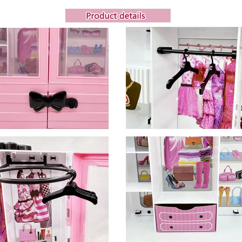 KIEKA Rosa Kleiderschrank, Puppenzubehör, Spielset - Bild 3