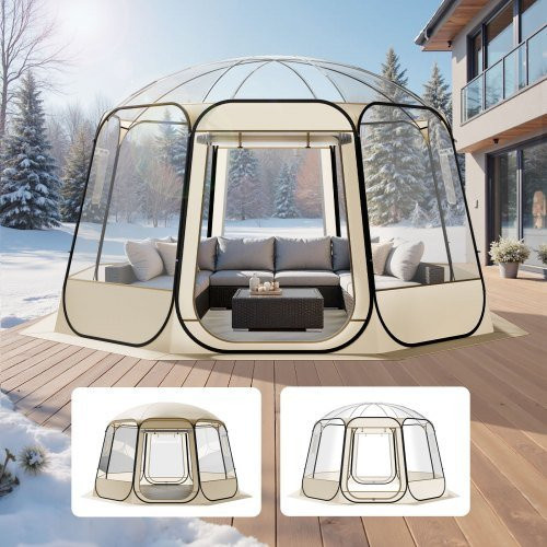 VEVOR Pop-up Bubble Zelt transparentes Garten-Kuppel-Iglu-Zelt mit 540 Grad Panoramablick für 10 bis 12 Personen B/T/H: 366 x 345 x 220 cm - Bild 1