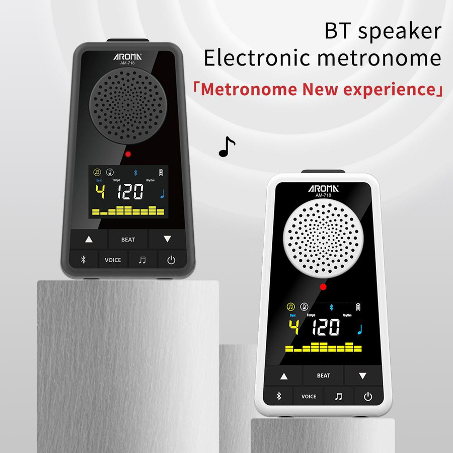 AROMA 2-in-1 Metronom und Bluetooth-Lautsprecher für Gitarre, Klavier, Trommel und Violine, wiederaufladbares digitales Metronom in Schwarz, H x B x T: 11,9 x 6,6 x 5,9 cm - Bild 5