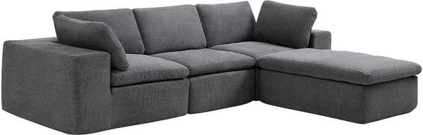 Vente-unique Modulares Ecksofa Cortoline in Anthrazitgrau mit Stoffbezug und Breite: 304 cm