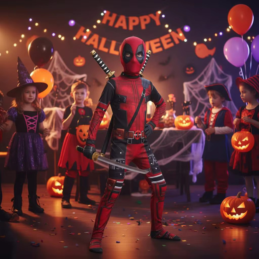 Hot Toys Deadpool Kostüm, Superhelden, mit Schwerttasche und Maske, ab 3 Jahre - Bild 3