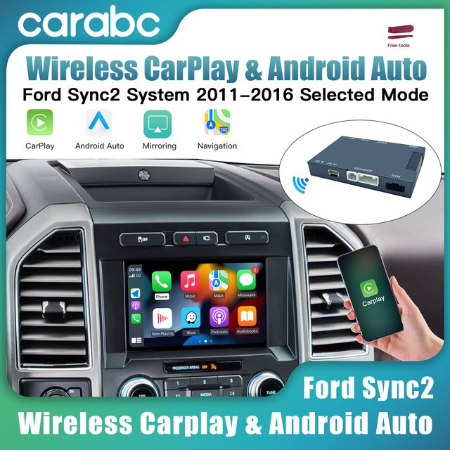 CARABC Wireless CarPlay und Android Auto Decoder für Ford Sync2 Systeme (2011–2016) in Schwarz - Bild 1