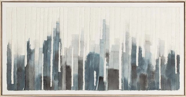 Art Universe Leinwandbild Blue Skyline Modernes Stadtmotiv in Blau, Breite: 120 cm, Höhe: 60 cm - Bild 1