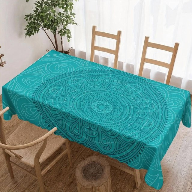Wasserdichte Rechteckige Tischdecke mit Mandala-Muster von JINGYUE Pet in Türkis, B/L: 100 x 160 cm - Bild 1