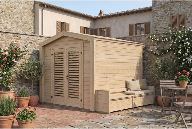 Weka Holz-Gartenhaus Killarney mit Satteldach in Natur Unbehandelt B: 308 cm, T: 263 cm, H: 241 cm - Bild 1
