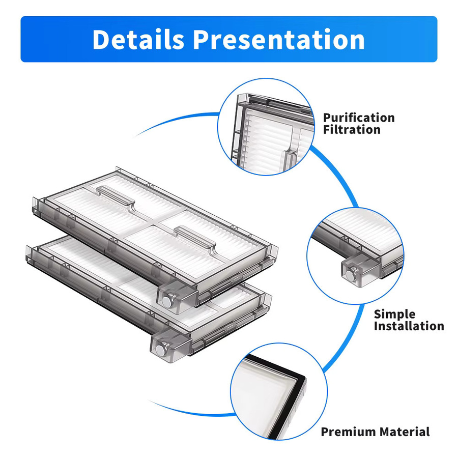 WINDNINJA HEPA-Filter Set mit Filterreinigungsbürste für Eufy X8 Pro und X8 Pro SES Roboterstaubsauger in Weiß - Bild 4