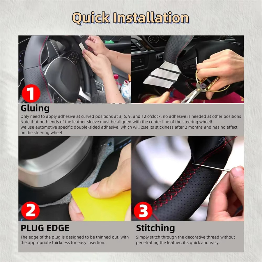 DIY Lenkradabdeckung aus Carbon Faser und Leder für Honda Accord (Baujahre 2003-2007) in Schwarz - Bild 6