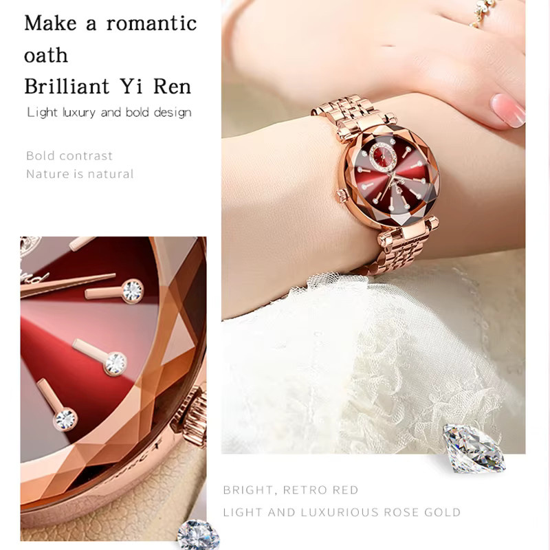 BINBOND Armbanduhr Quarz, Edelstahl, Roségold, Damen, Datum, Leuchtzeiger - Bild 5