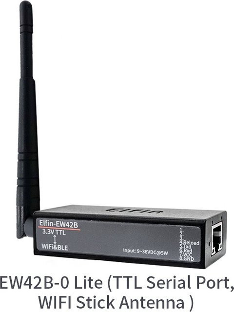 Elfin-EW41 Serieller Geräteserver RS485 zu WiFi Konverter in Schwarz mit Unterstützung für TCP/IP, Telnet und Modbus TCP Protokoll für die IOT Datenübertragung - Bild 1