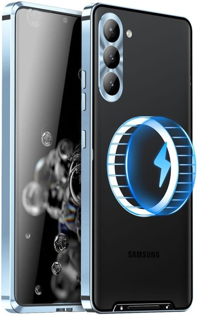 Magnetische MagSafe Schutzhülle im Frosted Metall Design für Samsung Galaxy S25 Plus 5G in Blau - Bild 1