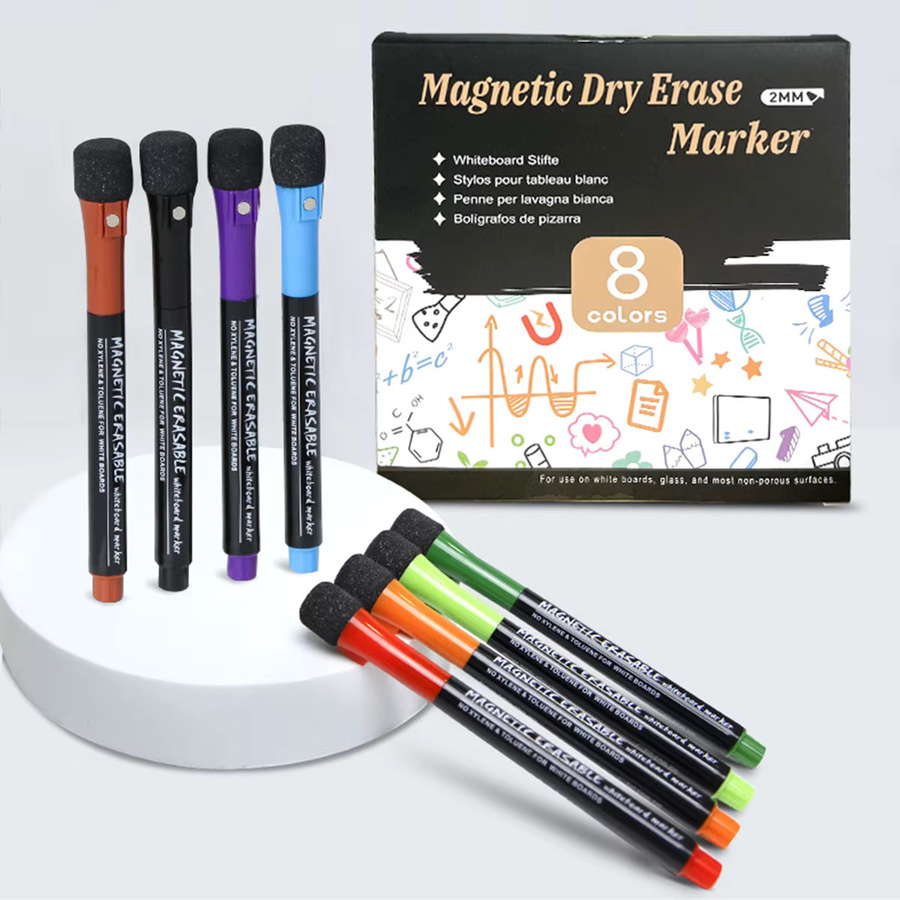 XD-TOPQC 8-Farben-Magnet-Whiteboard-Stifte in Multicolor, löschbare Graffiti-Stifte für Kinder mit Schwammkopf und Bullet-Spitze - Bild 3