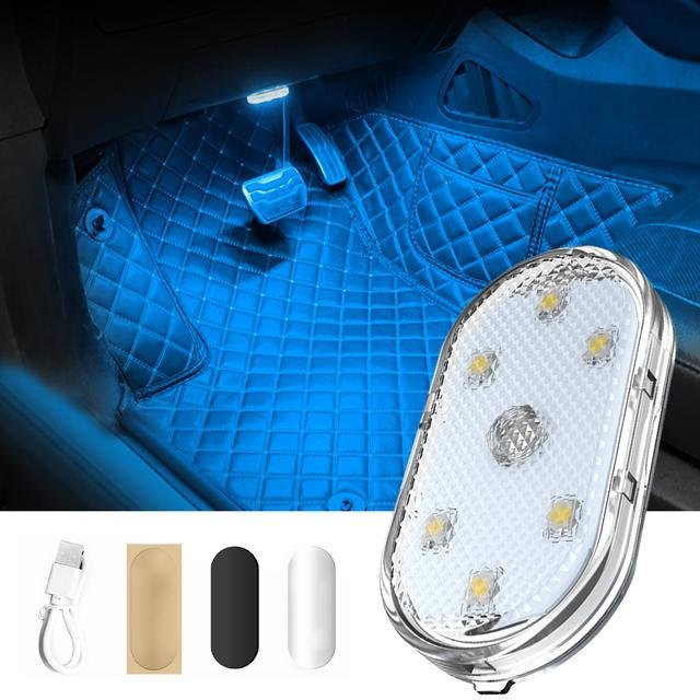 USB-aufladbare Mini LED Auto Innenbeleuchtung mit Touch-Funktion und Magnetbefestigung in Ice Blue - Bild 1