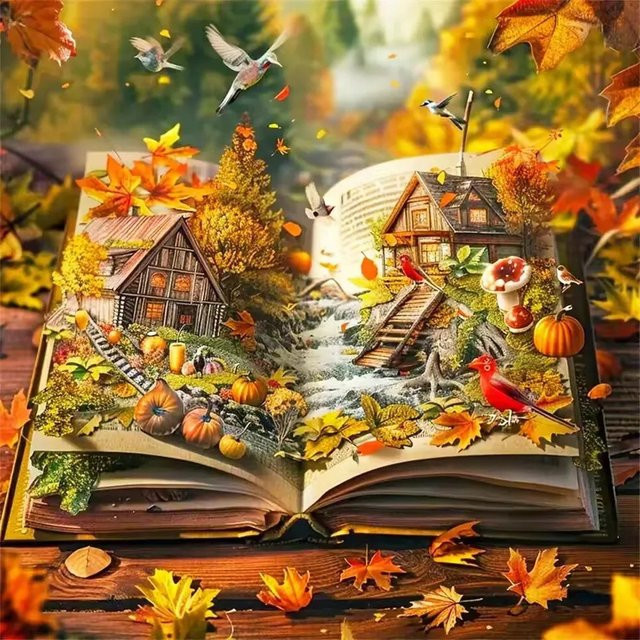 Potdemiel Malen nach Zahlen Set für Erwachsene mit floralem Herbstmotiv auf Leinwand, Mehrfarbig, Rechteckig - Bild 1