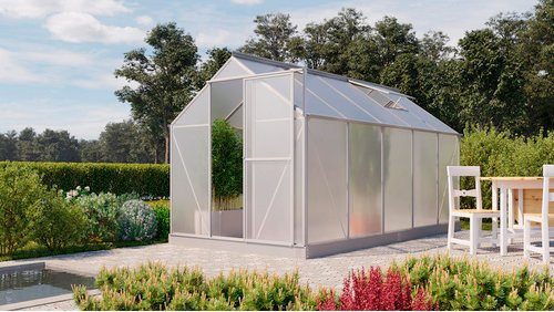 VITAVIA Gewächshaus Eos Plus 7500 aus Aluminium in Silber, B: 198 cm, H: 208 cm, L: 377 cm - Bild 1