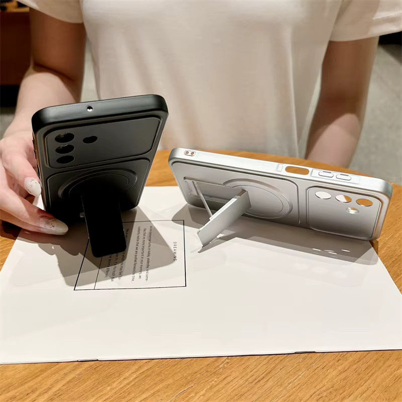 MagSafe Magnetische Schutzhülle für Samsung Galaxy Note 20 Ultra, A57, A55, A35, A16 und weitere Modelle, Faltbare Halterung, Schwarz - Bild 4