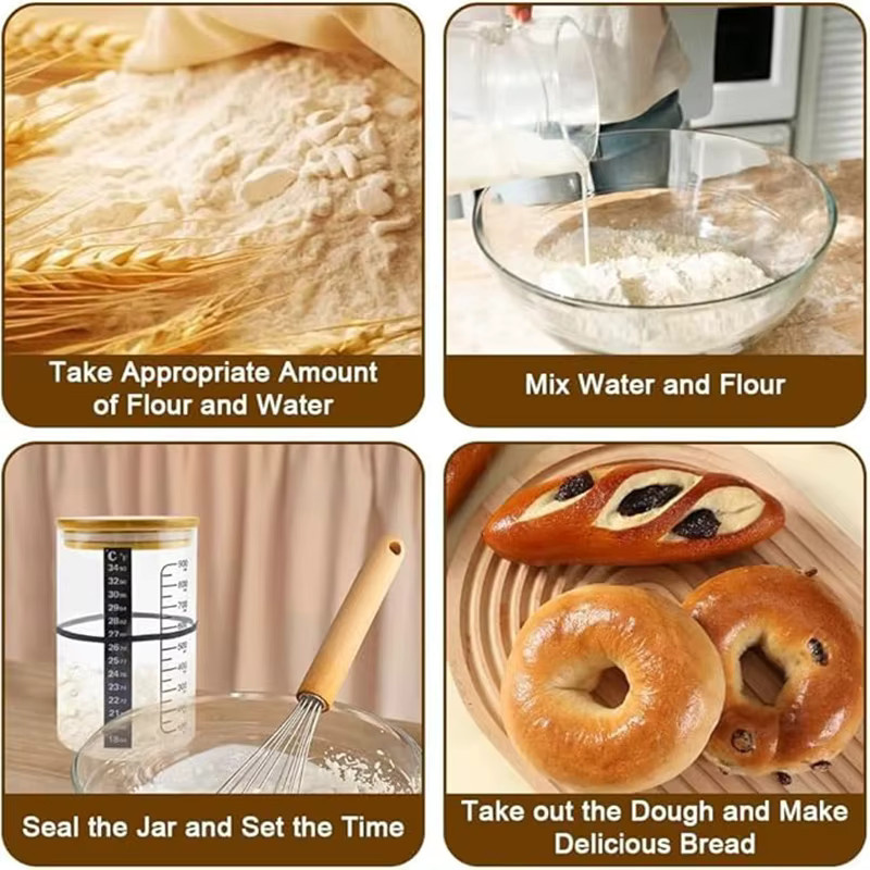 Willstar Sauerteig Starter Kit aus Glas mit Schraubverschluss, transparent - Bild 3