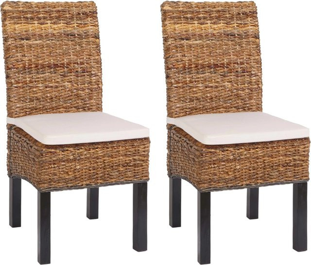 CHEFGASTRO Esszimmerstuhl 2er-Set Malibu Korbstuhl aus Bananengeflecht in Braun mit Kissen, H x B x T: 96 x 46 x 41 cm, Sitzhöhe: 46 cm - Bild 1