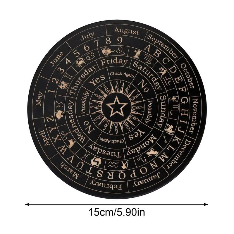 Geschnitztes Pendelbrett aus Holz mit Mond- und Sternen-Motiv für Meditation und Wahrsagerei - Bild 5