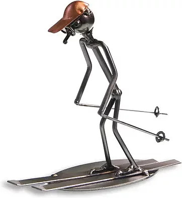 Hinz & Kunst Metallmann Skifahrer Wired Line Deko-Figur aus Metall in Silber - Bild 1