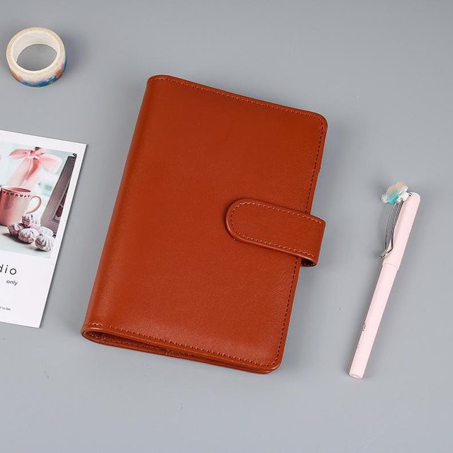 Macaron DIY Binder A6 aus PU Leder für Fotokarten und Tagebuch in Braun - Bild 1