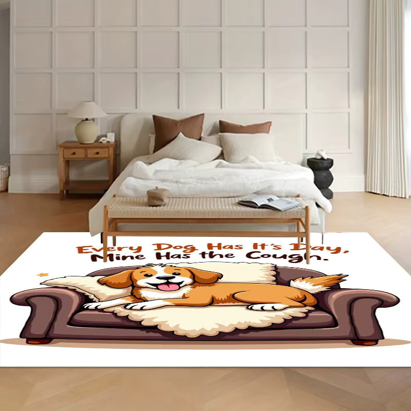 Waschbarer und rutschfester Kinderteppich Jeder Hund hat seinen Tag in Weiß für Wohnzimmer, Kinderzimmer oder Schlafzimmer - Bild 3