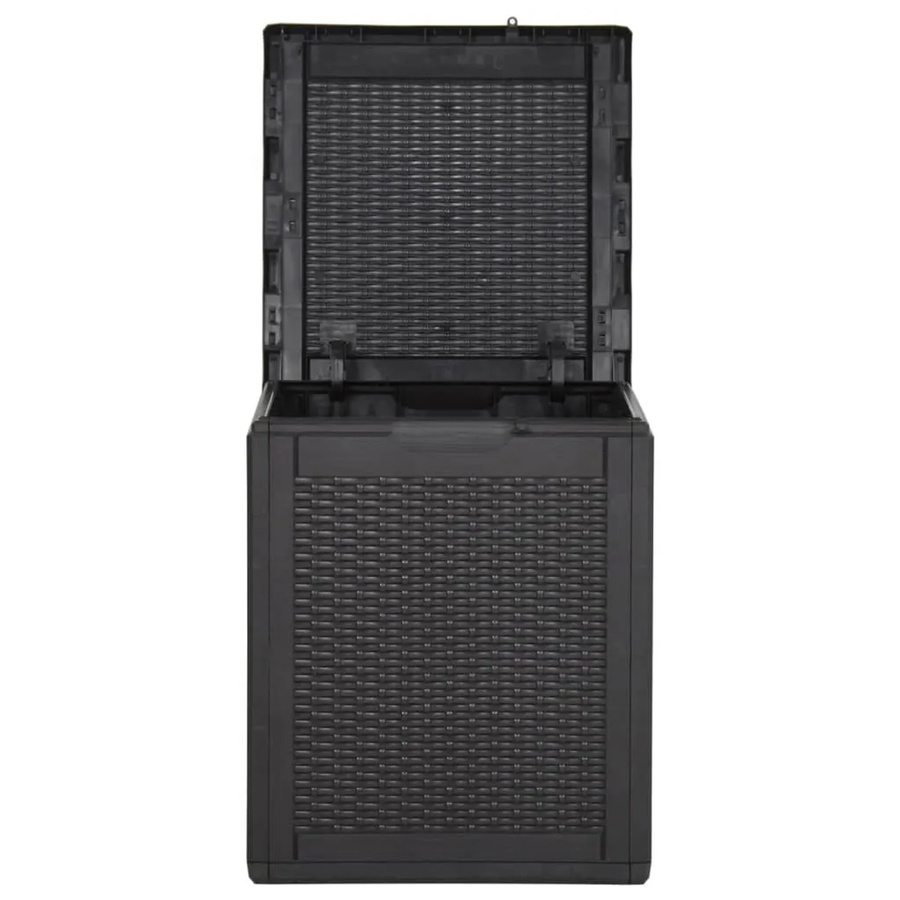 vidaXL Garten-Aufbewahrungsbox aus Kunststoff in Schwarz mit Rattan-Optik, 90 l - Bild 2