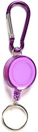Karabiner-Schlüsselanhänger, einziehbarer Skipass-Ausweishalter, violett, Unisex - Bild 1