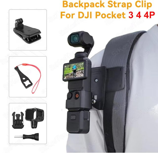 DJI Rucksackgurt-Clip mit 360-Grad-Rotation als Hutgurt-Klemmhalterung für Osmo Pocket 3, 4 und 4 Pro Action-Kameras in Schwarz - Bild 1