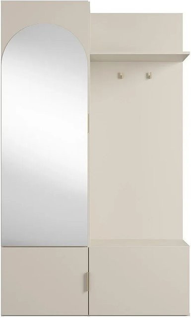 Vente-unique Flurgarderobe Javeria in Beige und Gold mit Spiegel, Breite: 120 cm, Höhe: 200 cm - Bild 1