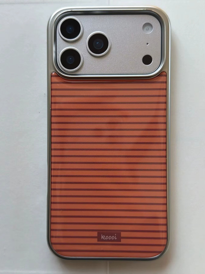 Stoßfeste Schutzhülle für Apple iPhone 17, 16, 15, 14 Pro Max mit bunten Streifen und silbernem Rand in Multicolour - Bild 7