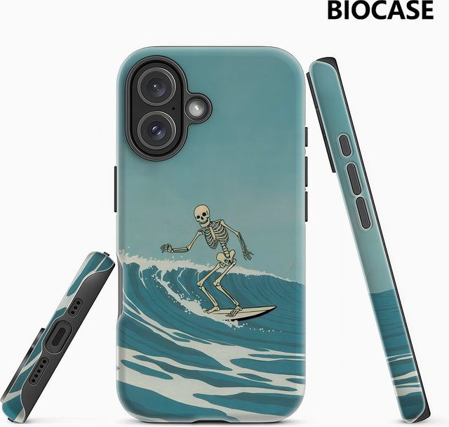 Potdemiel Skelett Surfer Handyhülle für iPhone 17 16 15 14 13 Pro Max Plus mit Magnetfunktion, robuste Doppel-Schicht-Schutzhülle - Bild 1