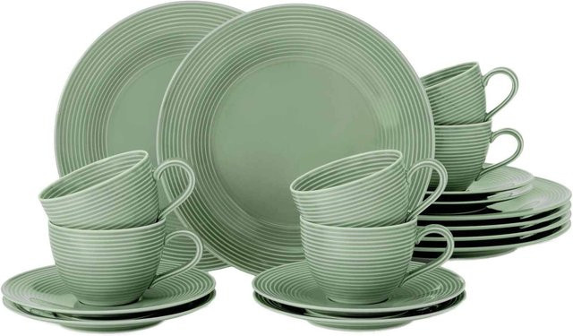 Seltmann Weiden Kaffeeservice Beat Color Glaze aus Porzellan, 18-teilig, Salbeigrün - Bild 1