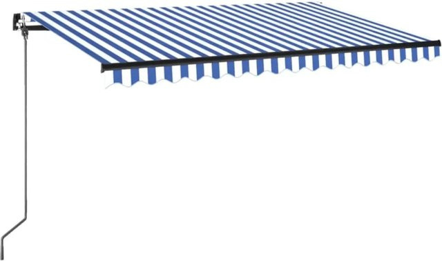 Manuelle Markise von furnicato aus Aluminium und Polyestergewebe in Blau und Weiß, B/T/H: 400 x 350 cm - Bild 1