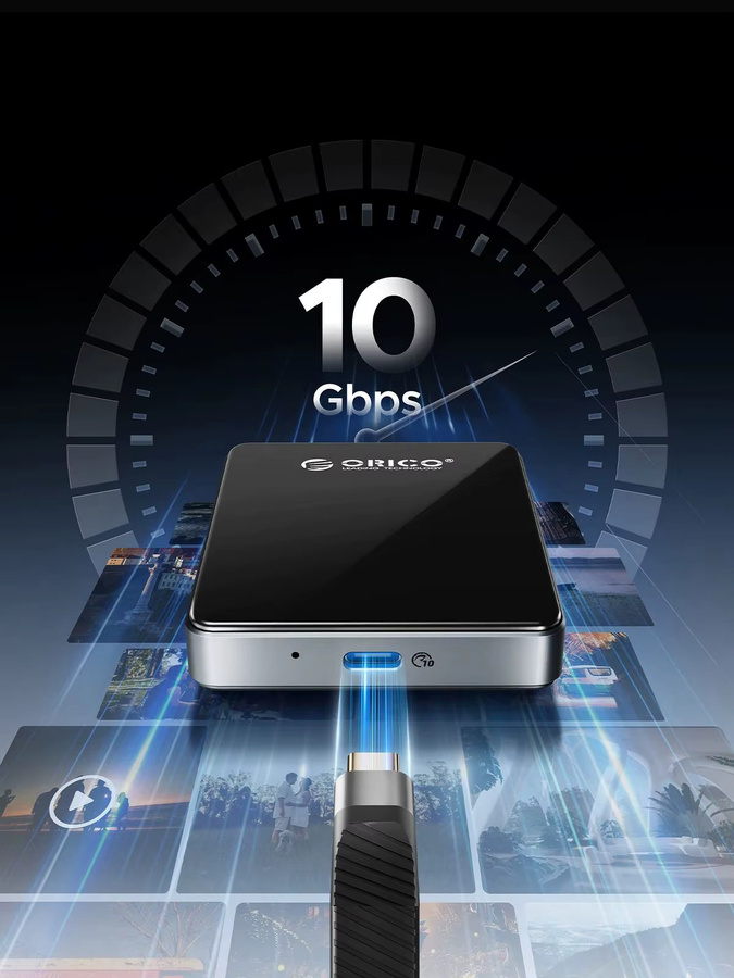 ORICO M.2 NVMe Magnetisches SSD-Gehäuse mit TF-Kartenleser und PD 100 W, 10 Gbit/s, Farbe: Grün - Bild 3