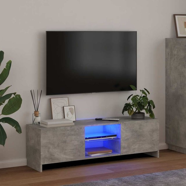 vidaXL TV-Schrank mit LED-Beleuchtung in Betongrau, B/T/H: 120 x 30 x 35,5 cm - Bild 2