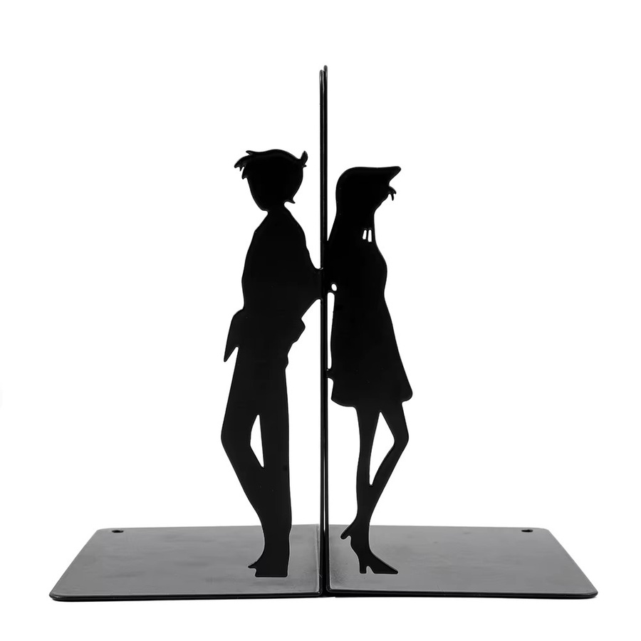Detektiv-Metall-Buchstützen in Schwarz mit Anime-Paar-Silhouetten für dein Zuhause oder Büro - Bild 3